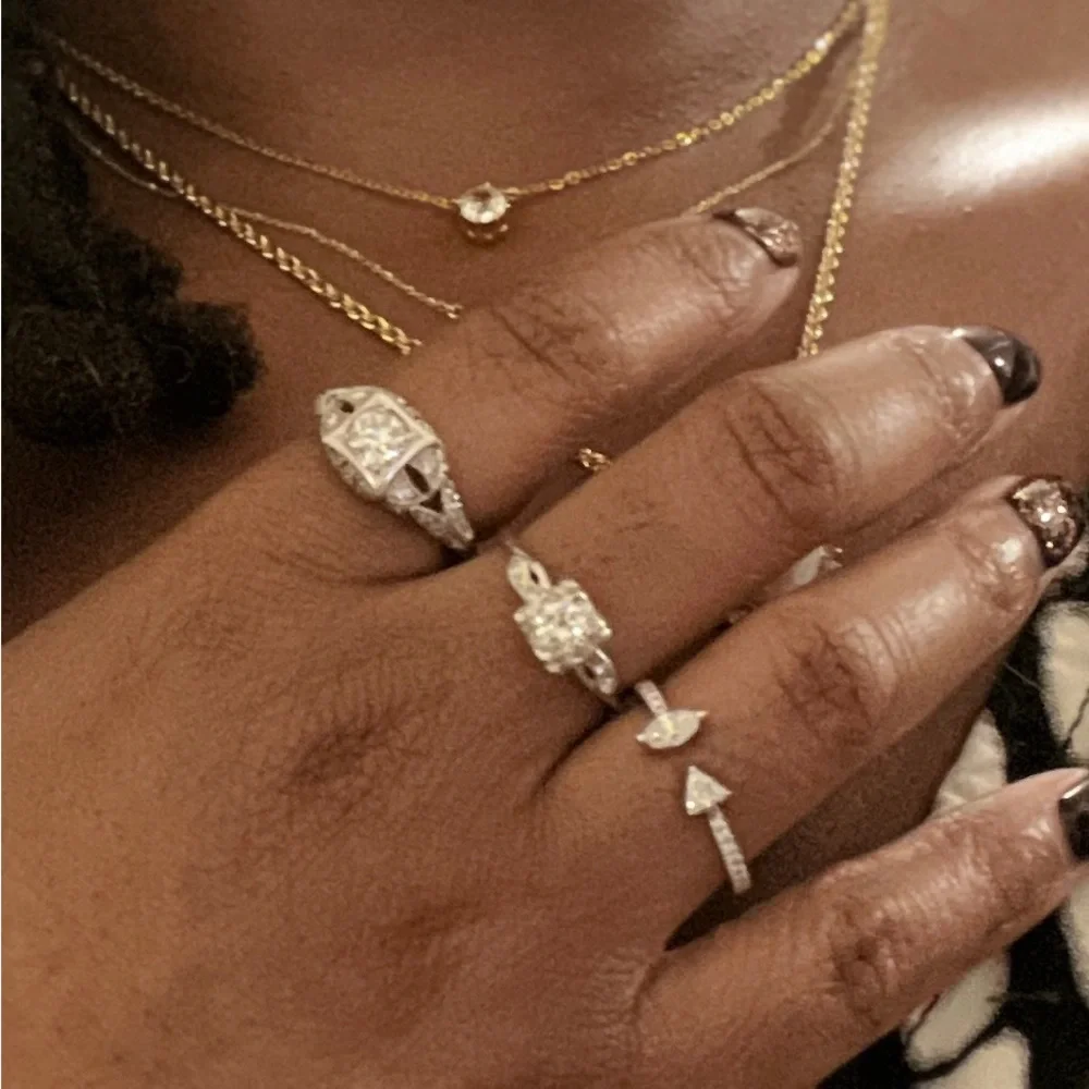 🩶 SOLD! 🩶 Retro Mid Century 14K Gold Diamond Ring - Antique Art Deco - Picture 9 of 13